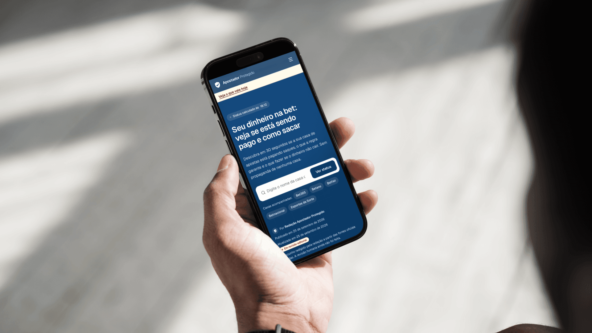 Banner do site de serviço Apostador Protegido, que centraliza informações e orientações para apostadores com saldo em plataformas de apostas, após o fim das bets, decretado pelo presidente Lula.