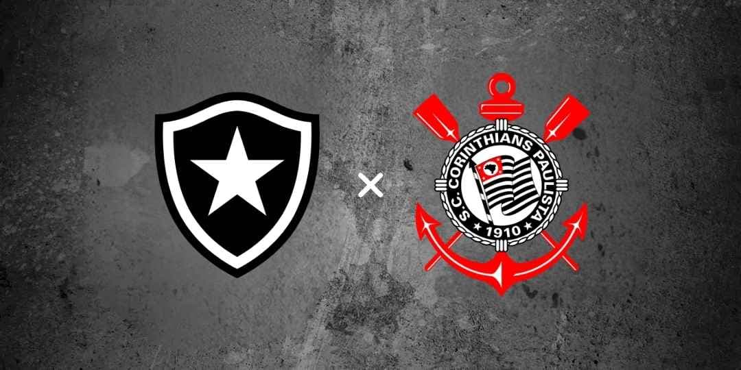 Arte de divulgação de Botafogo x Corinthians (17/05/2026) com os escudos dos clubes lado a lado