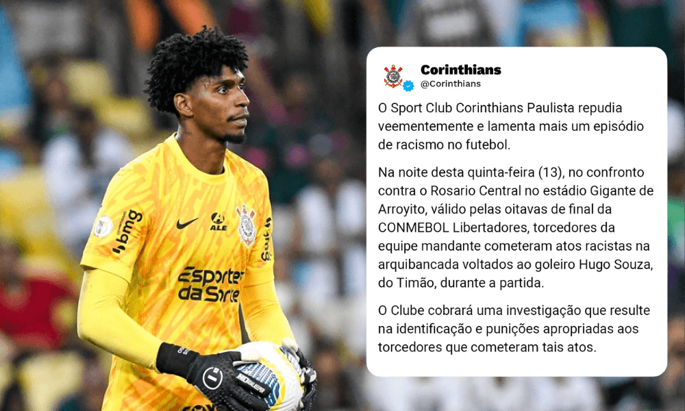 Corinthians repudia racismo contra Hugo Souza e cobra punição