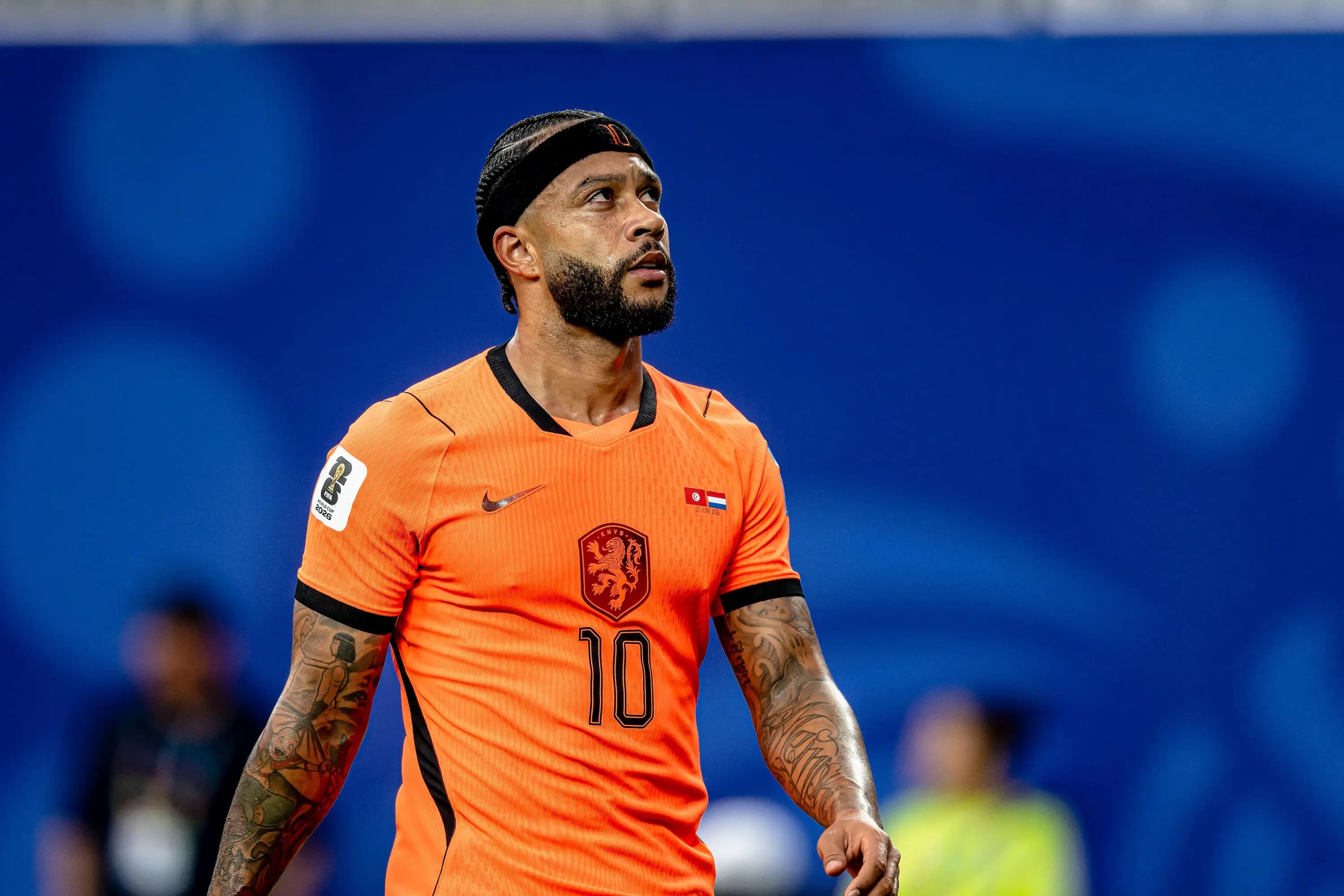 Memphis Depay, da Holanda, durante a Copa do Mundo de 2026 no Arrowhead Stadium, em 25 de junho de 2026, em Kansas City, Estados Unidos.